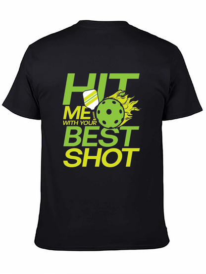 Camiseta Negra Pickleball: Hit Me With Your Best Shot