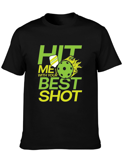 Camiseta Negra Pickleball: Hit Me With Your Best Shot