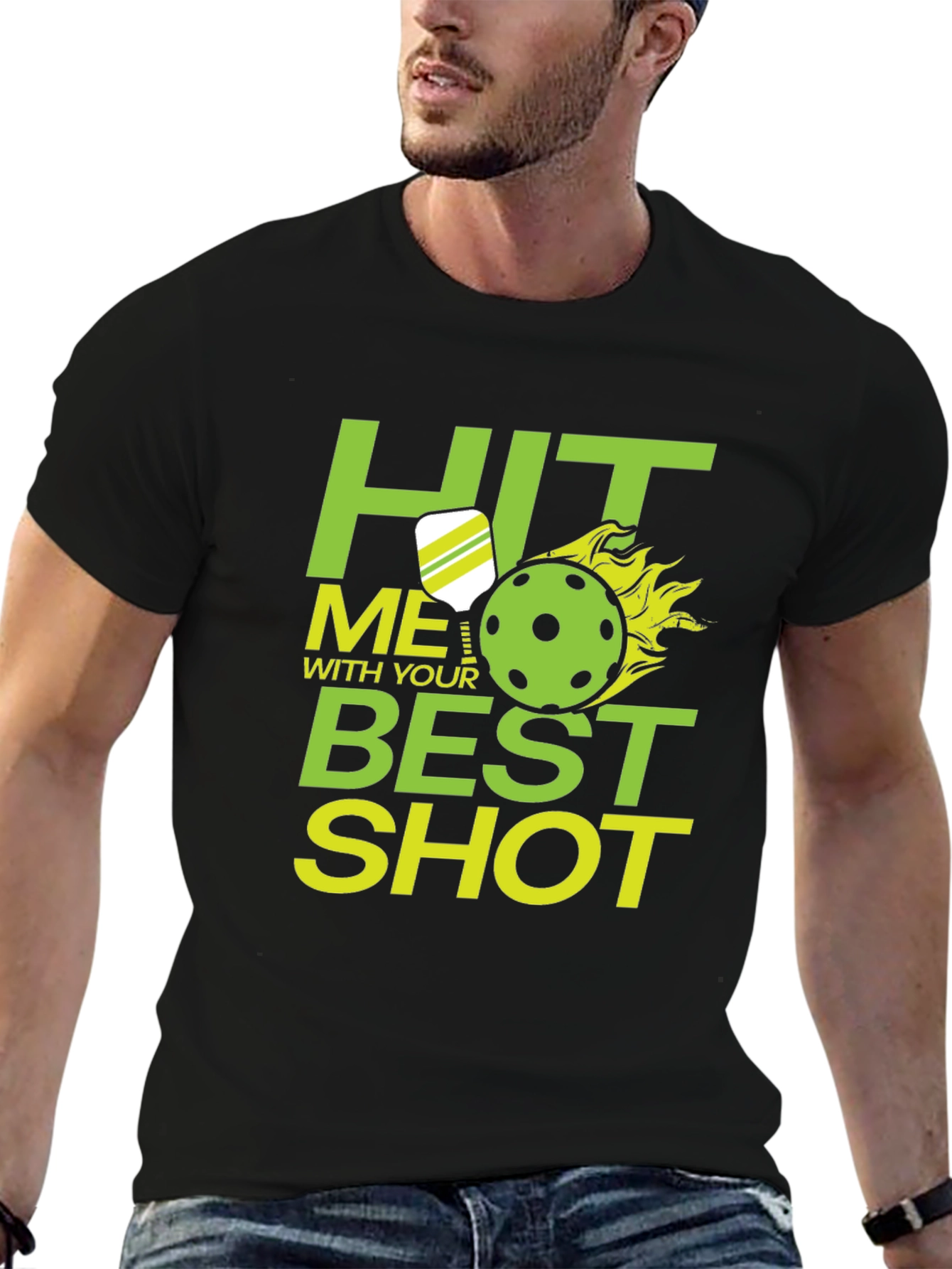 Camiseta Negra Pickleball: Hit Me With Your Best Shot