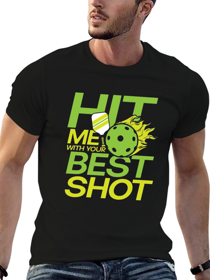 Camiseta Negra Pickleball: Hit Me With Your Best Shot