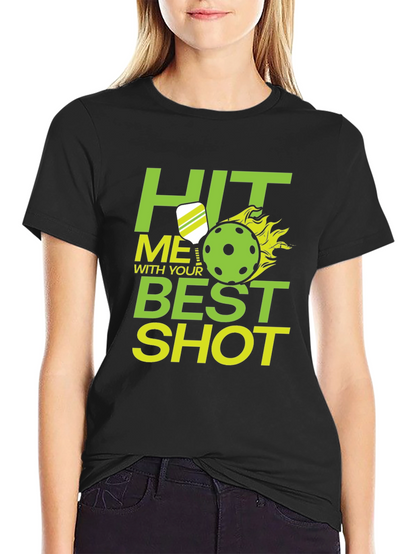 Camiseta Negra Pickleball: Hit Me With Your Best Shot