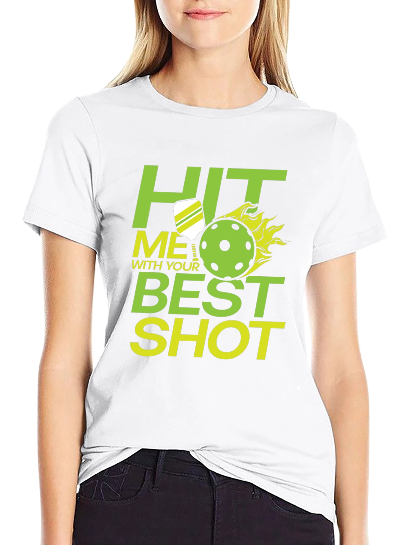 Camiseta Negra Pickleball: Hit Me With Your Best Shot