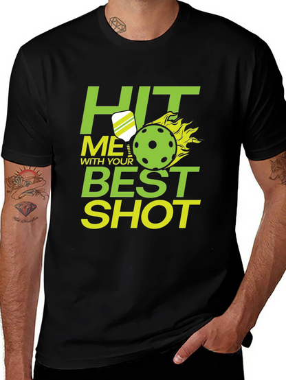 Camiseta Negra Pickleball: Hit Me With Your Best Shot