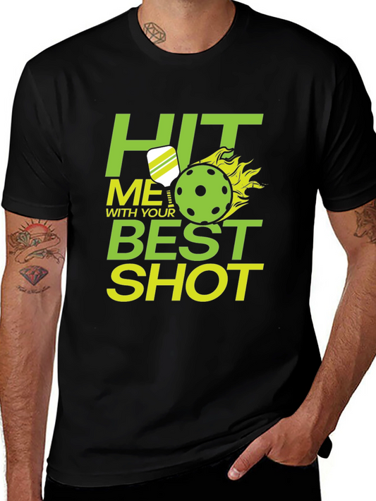 Camiseta Negra Pickleball: Hit Me With Your Best Shot