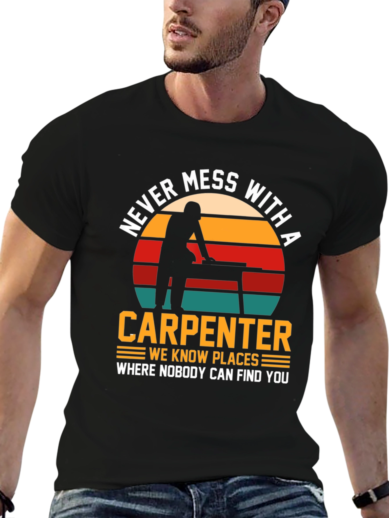 Camiseta Negra: No te Metas con un Carpintero