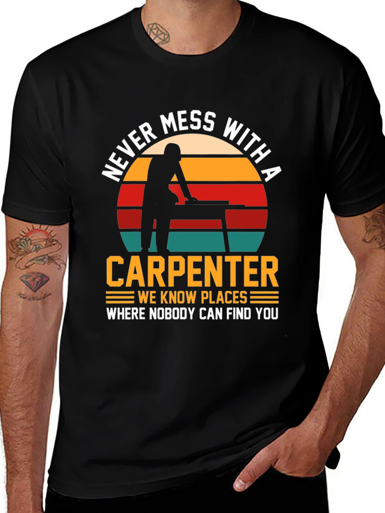 Camiseta Negra: No te Metas con un Carpintero