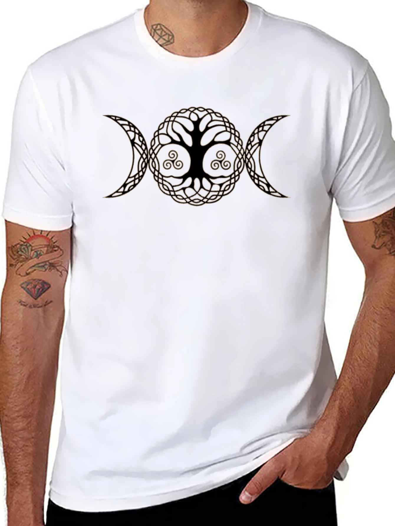 Camiseta Negra Árbol de la Vida Triple Diosa