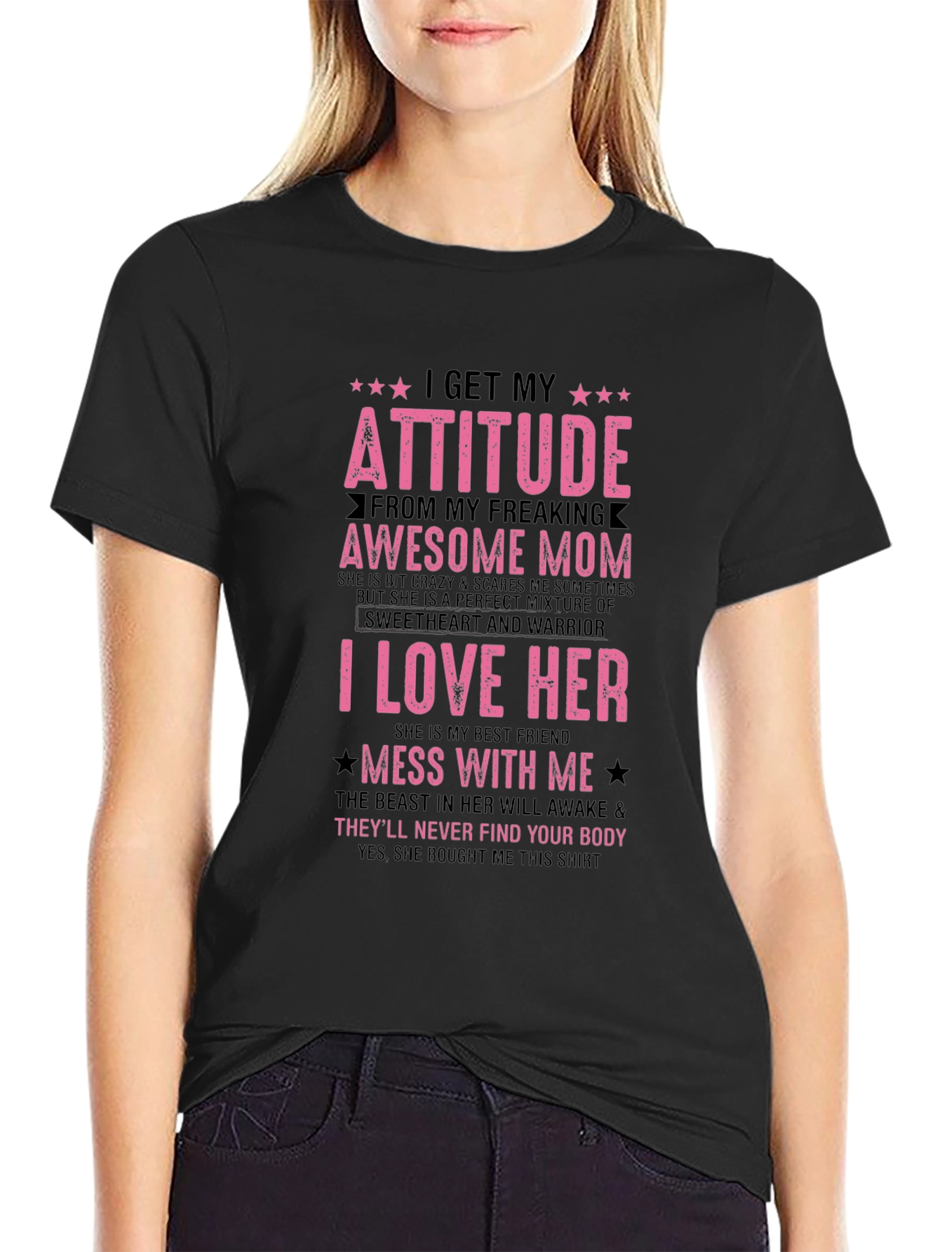 Camiseta Negra con Diseño Divertido para Homenajear a Mamá