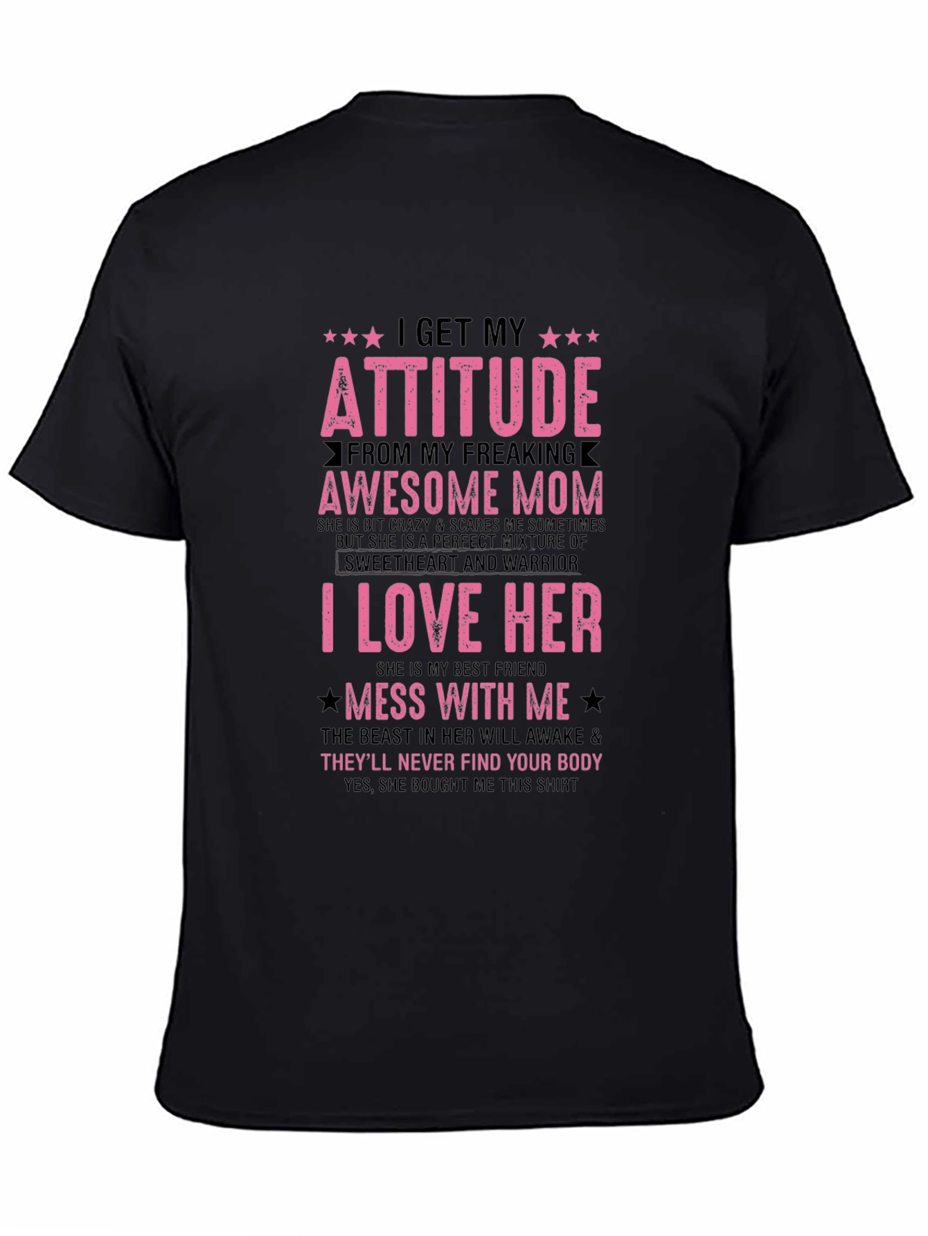 Camiseta Negra con Diseño Divertido para Homenajear a Mamá