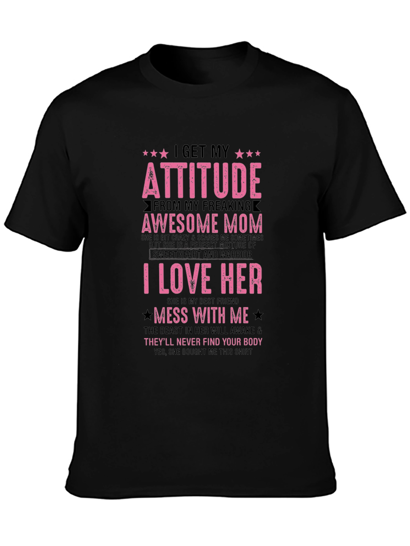 Camiseta Negra con Diseño Divertido para Homenajear a Mamá