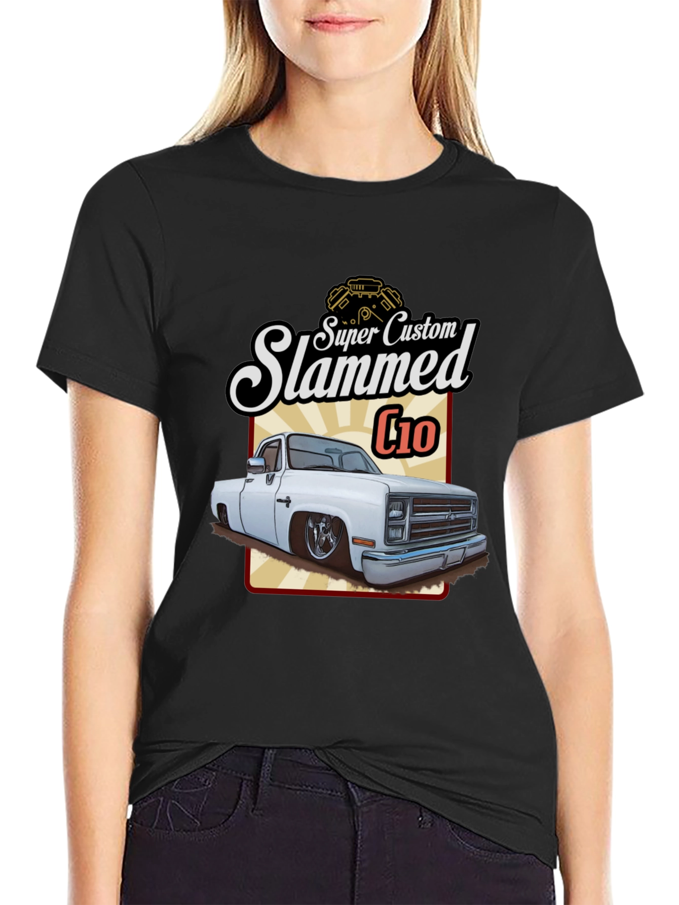 Camiseta Negra C10 Slammed Super Custom