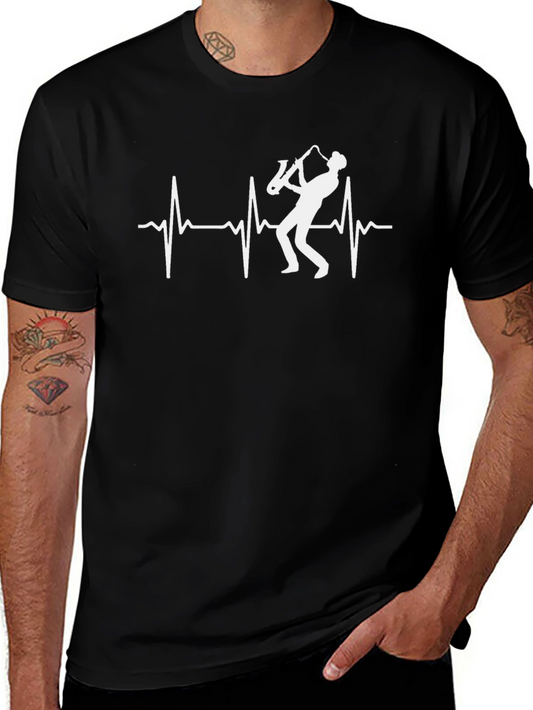 Camiseta Negra Saxofón Pulso Vital