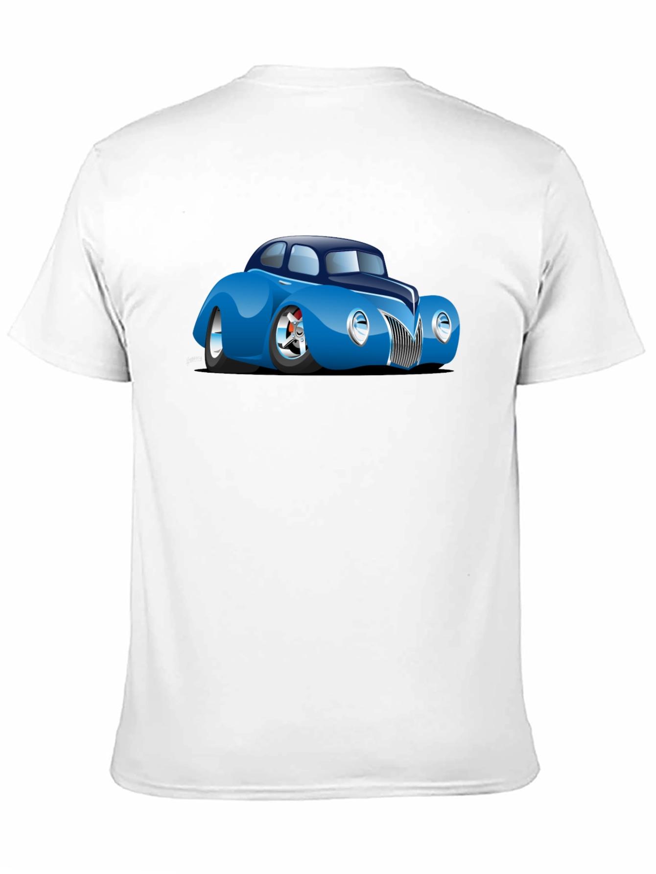 Camiseta Negra con Coche Clásico Azul