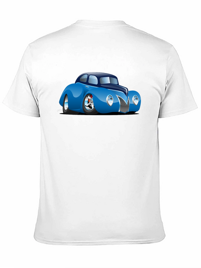 Camiseta Negra con Coche Clásico Azul