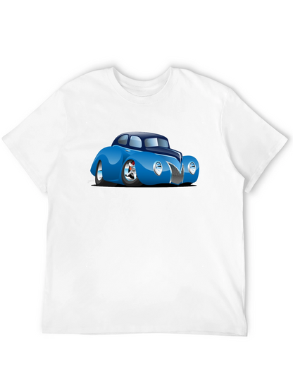 Camiseta Negra con Coche Clásico Azul