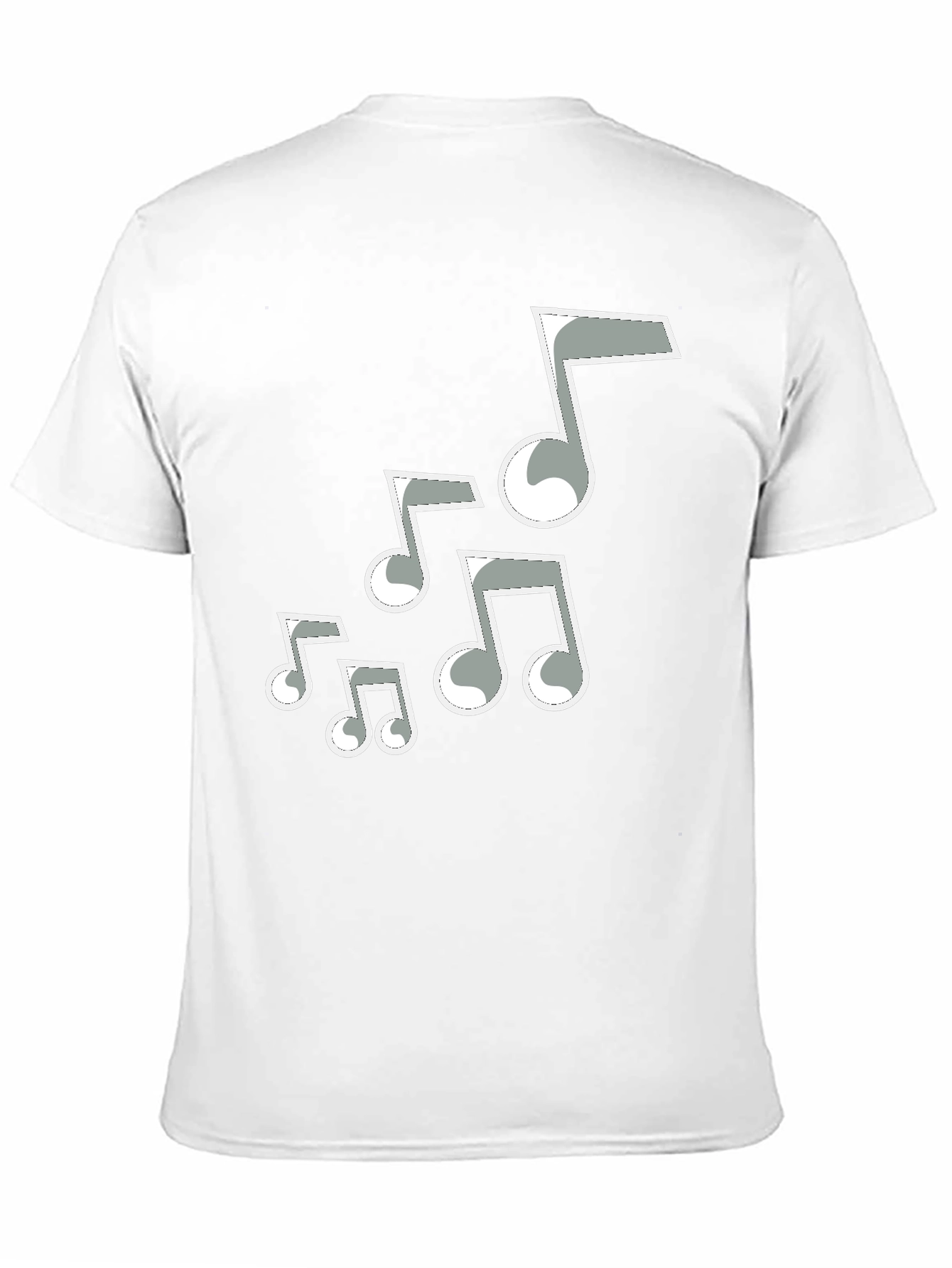 Camiseta Negra Hombre con Notas Musicales Grises