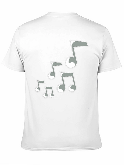 Camiseta Negra Hombre con Notas Musicales Grises