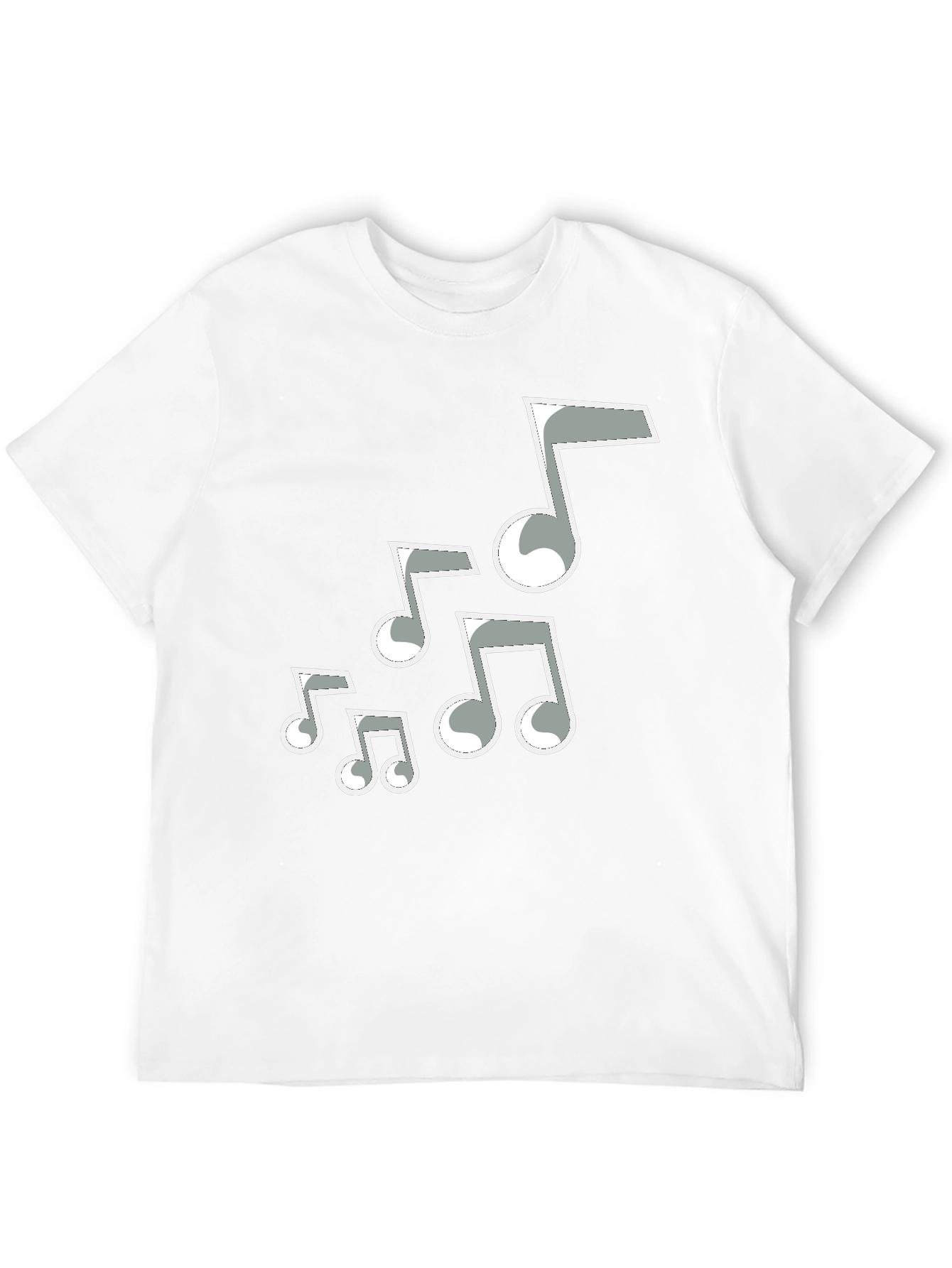 Camiseta Negra Hombre con Notas Musicales Grises