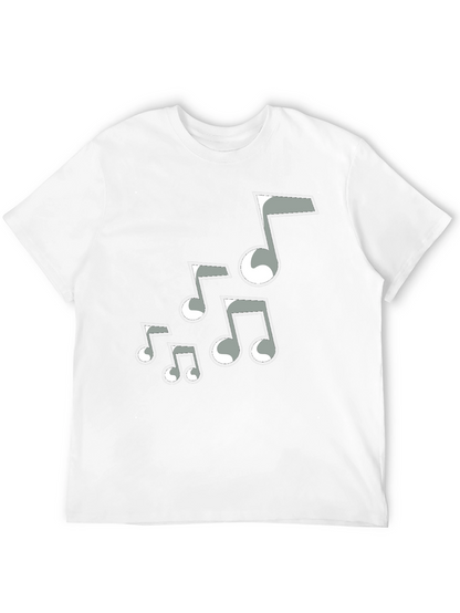 Camiseta Negra Hombre con Notas Musicales Grises