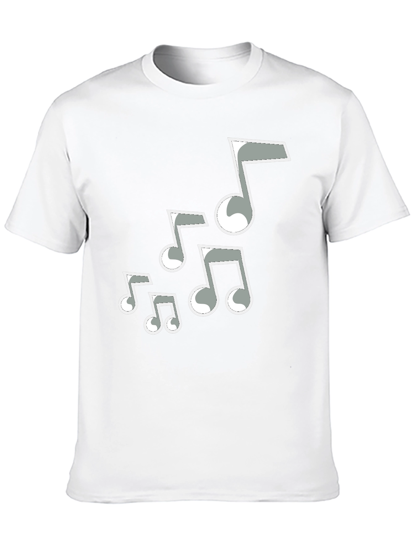Camiseta Negra Hombre con Notas Musicales Grises