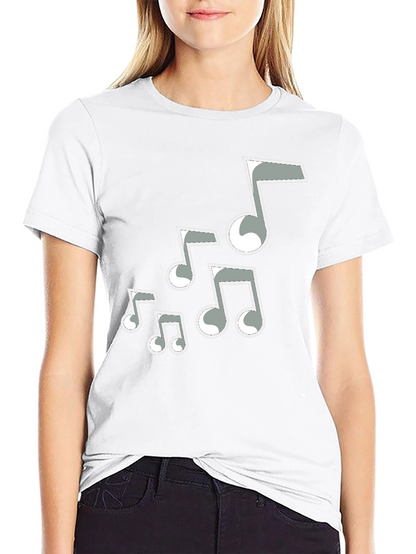 Camiseta Negra Hombre con Notas Musicales Grises