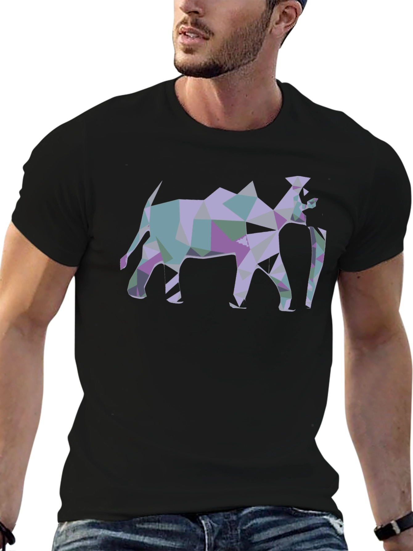 Camiseta Negra con Diseño Abstracto de Camello