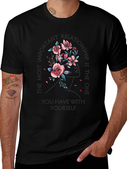 Camiseta Negra Floral con Estilo para Hombre
