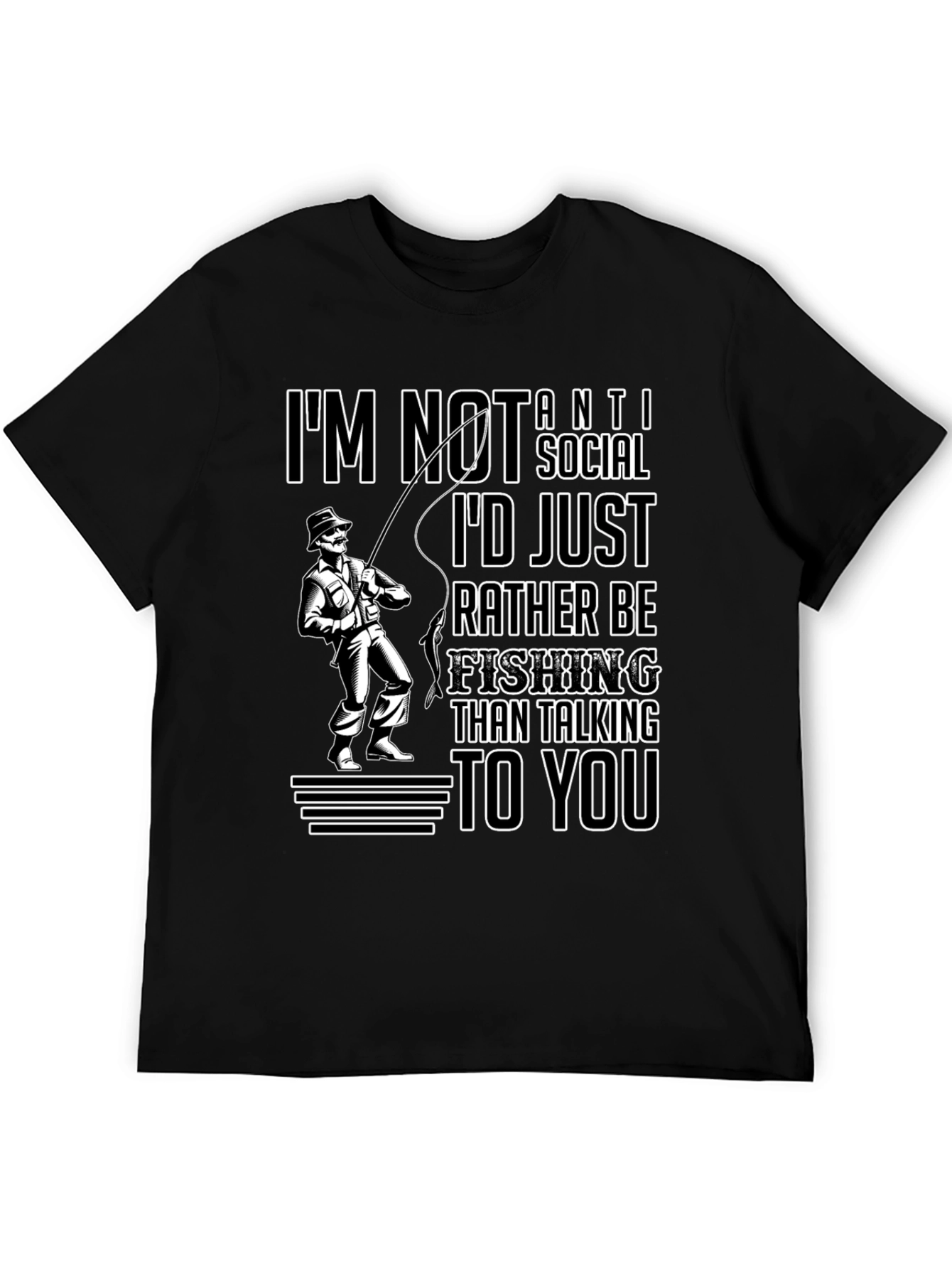 Camiseta Negra: Prefiero Pescar a Hablar Contigo