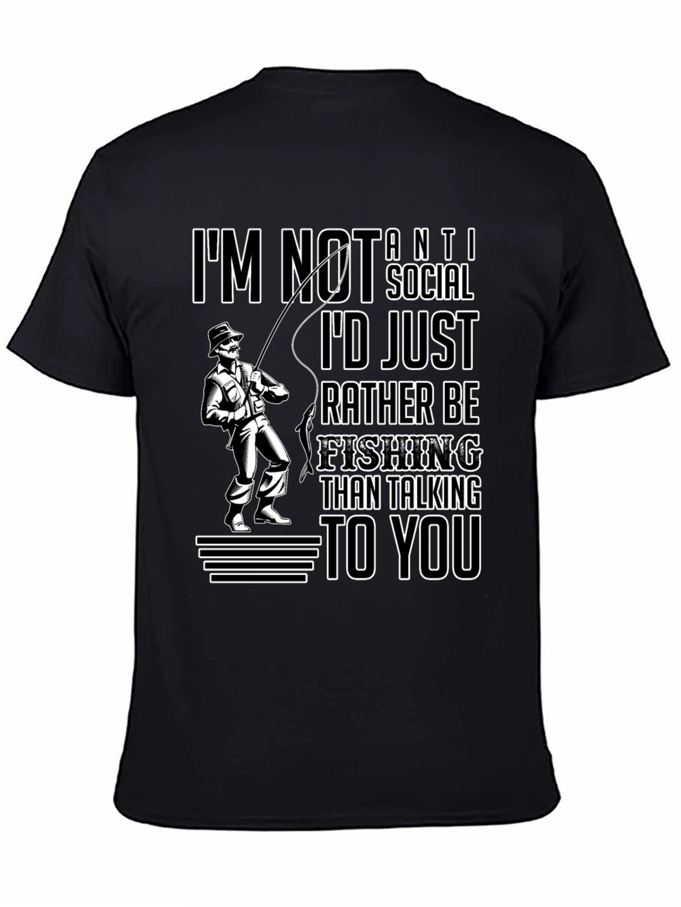 Camiseta Negra: Prefiero Pescar a Hablar Contigo