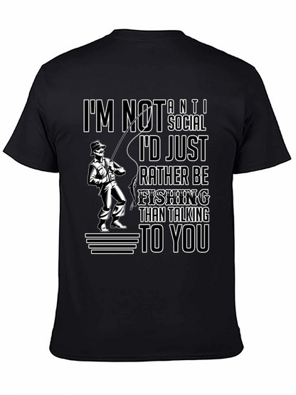 Camiseta Negra: Prefiero Pescar a Hablar Contigo