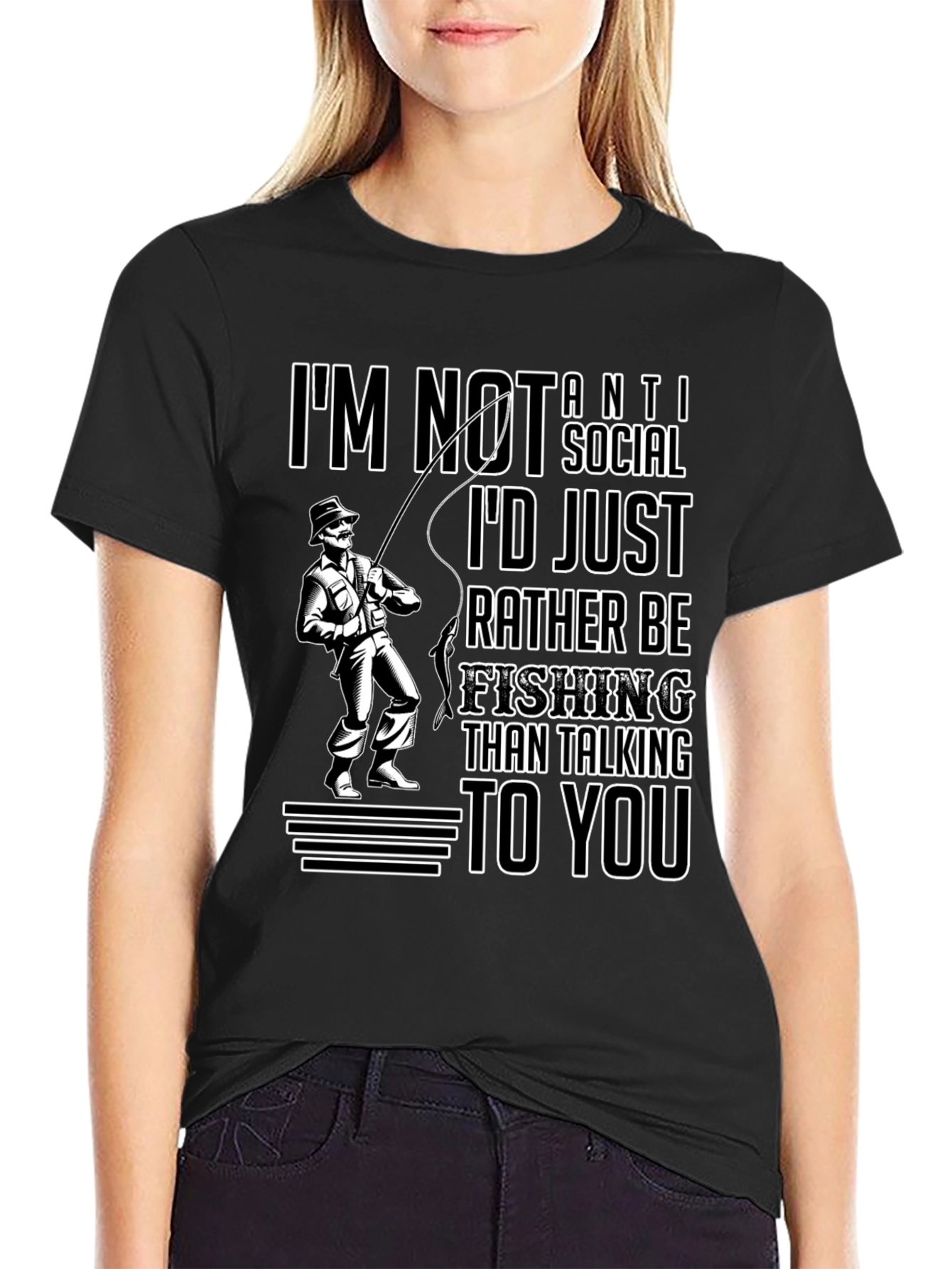 Camiseta Negra: Prefiero Pescar a Hablar Contigo