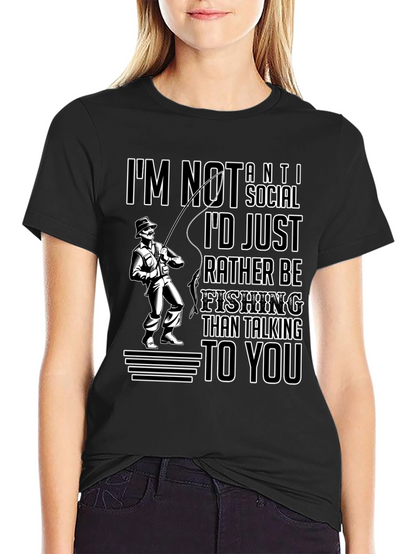 Camiseta Negra: Prefiero Pescar a Hablar Contigo