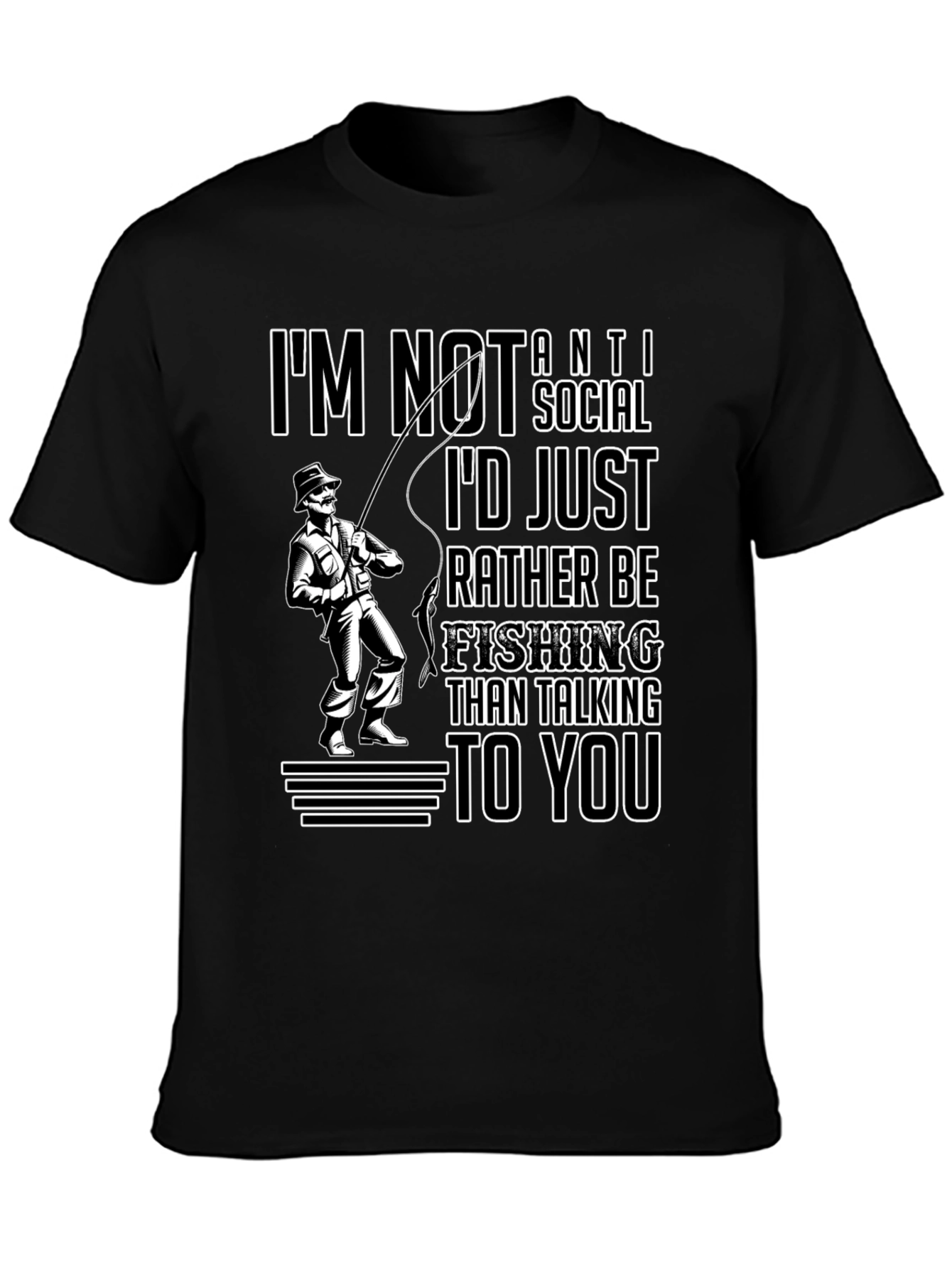 Camiseta Negra: Prefiero Pescar a Hablar Contigo