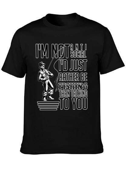 Camiseta Negra: Prefiero Pescar a Hablar Contigo