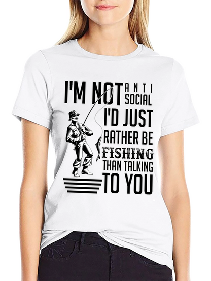 Camiseta Negra: Prefiero Pescar a Hablar Contigo