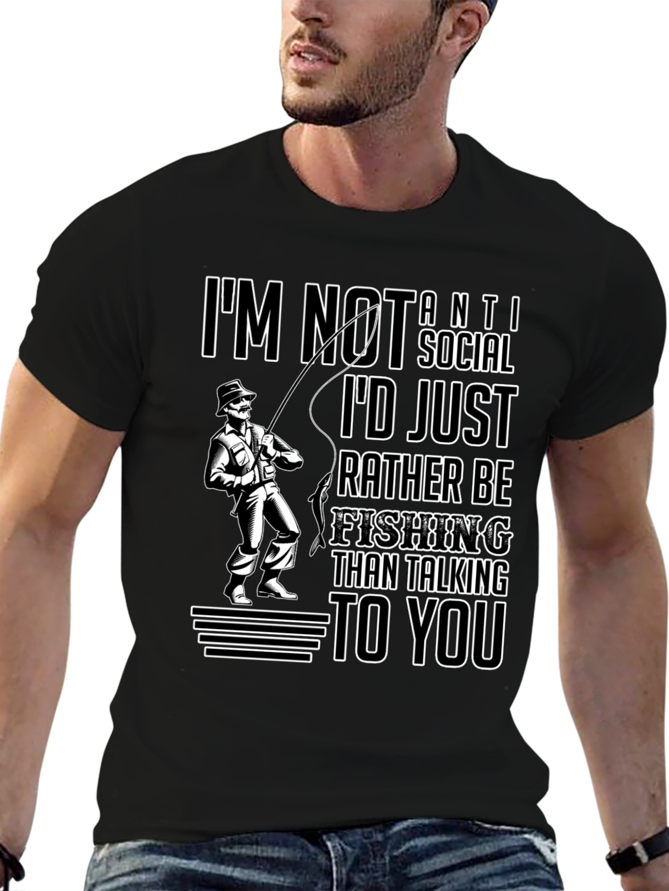 Camiseta Negra: Prefiero Pescar a Hablar Contigo