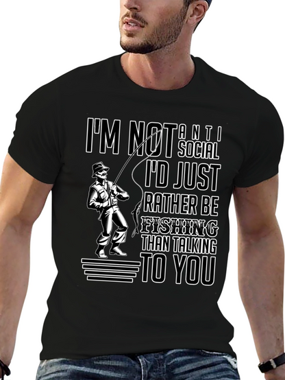 Camiseta Negra: Prefiero Pescar a Hablar Contigo