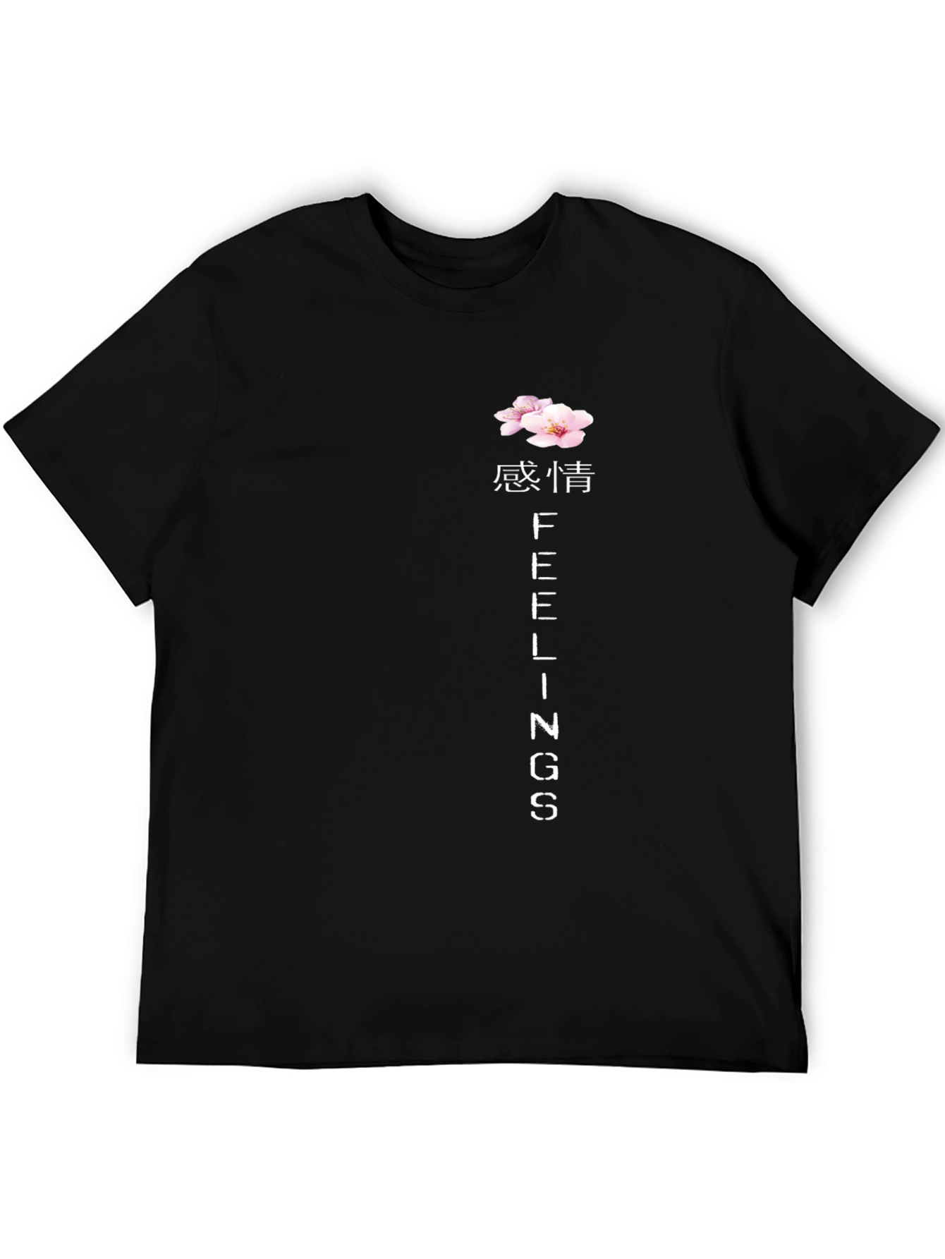 Camiseta Negra Sentimientos Estilo Japonés