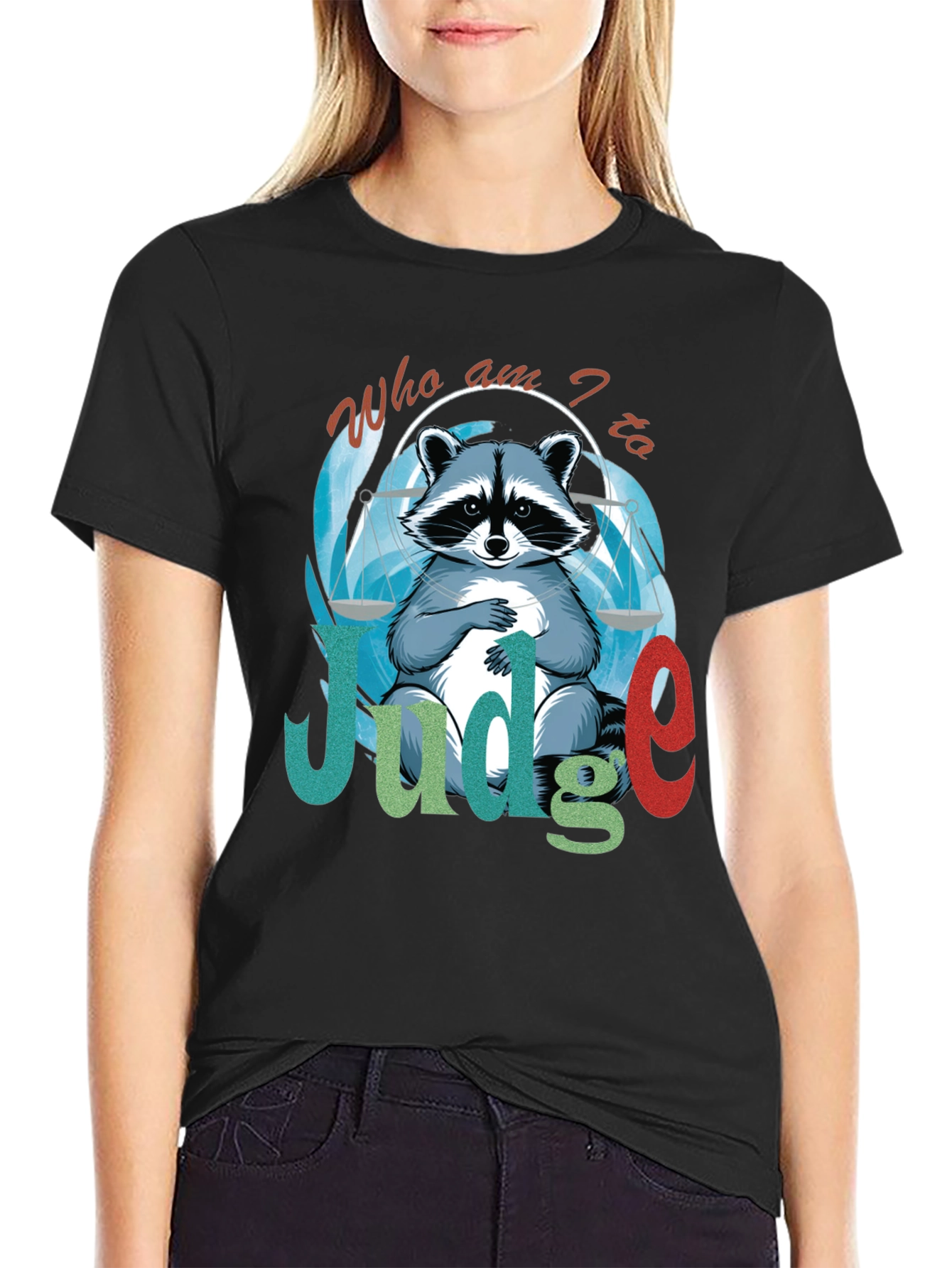 Camiseta Negra Soy el Juez con Diseño de Mapache