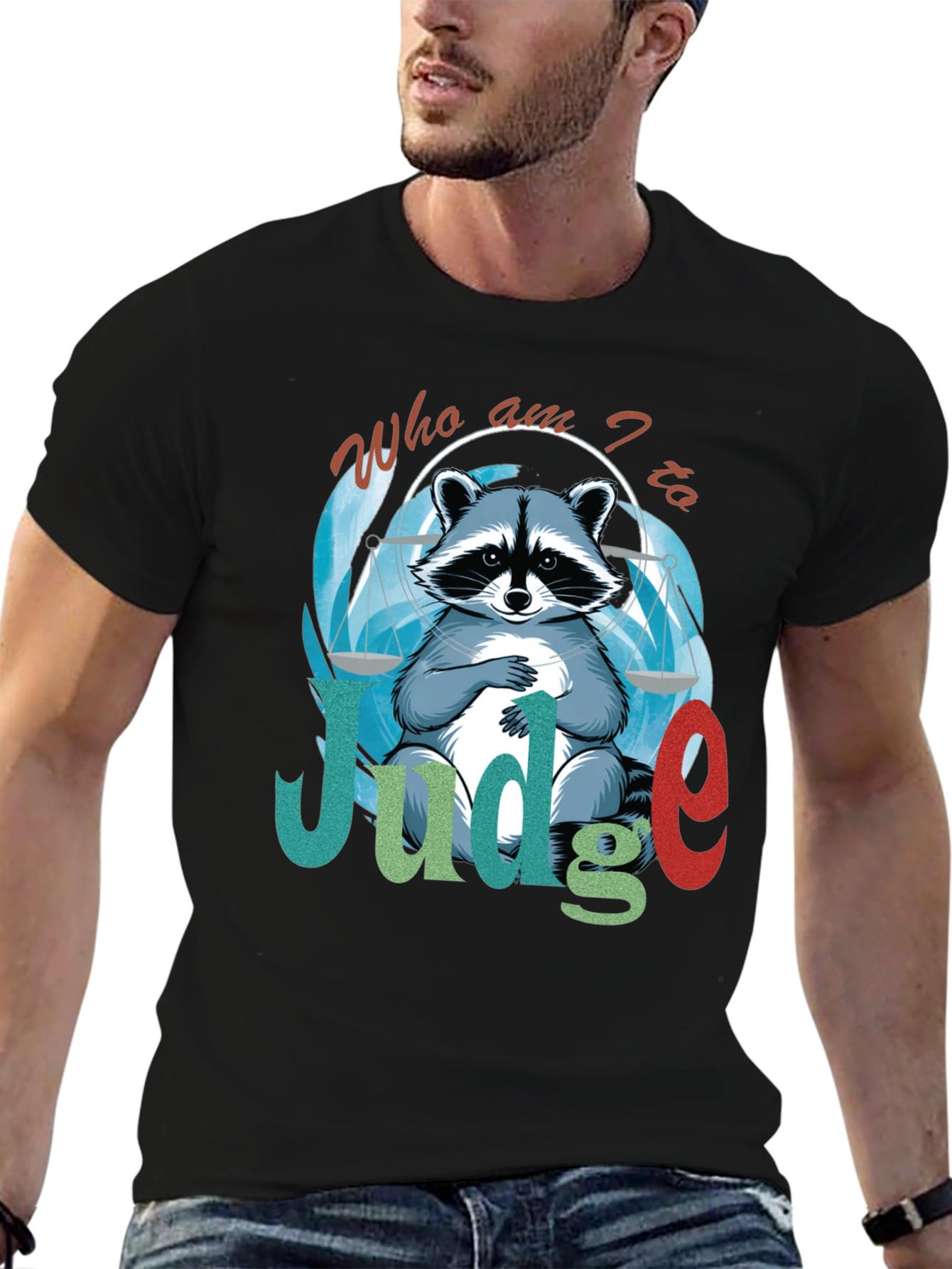 Camiseta Negra Soy el Juez con Diseño de Mapache