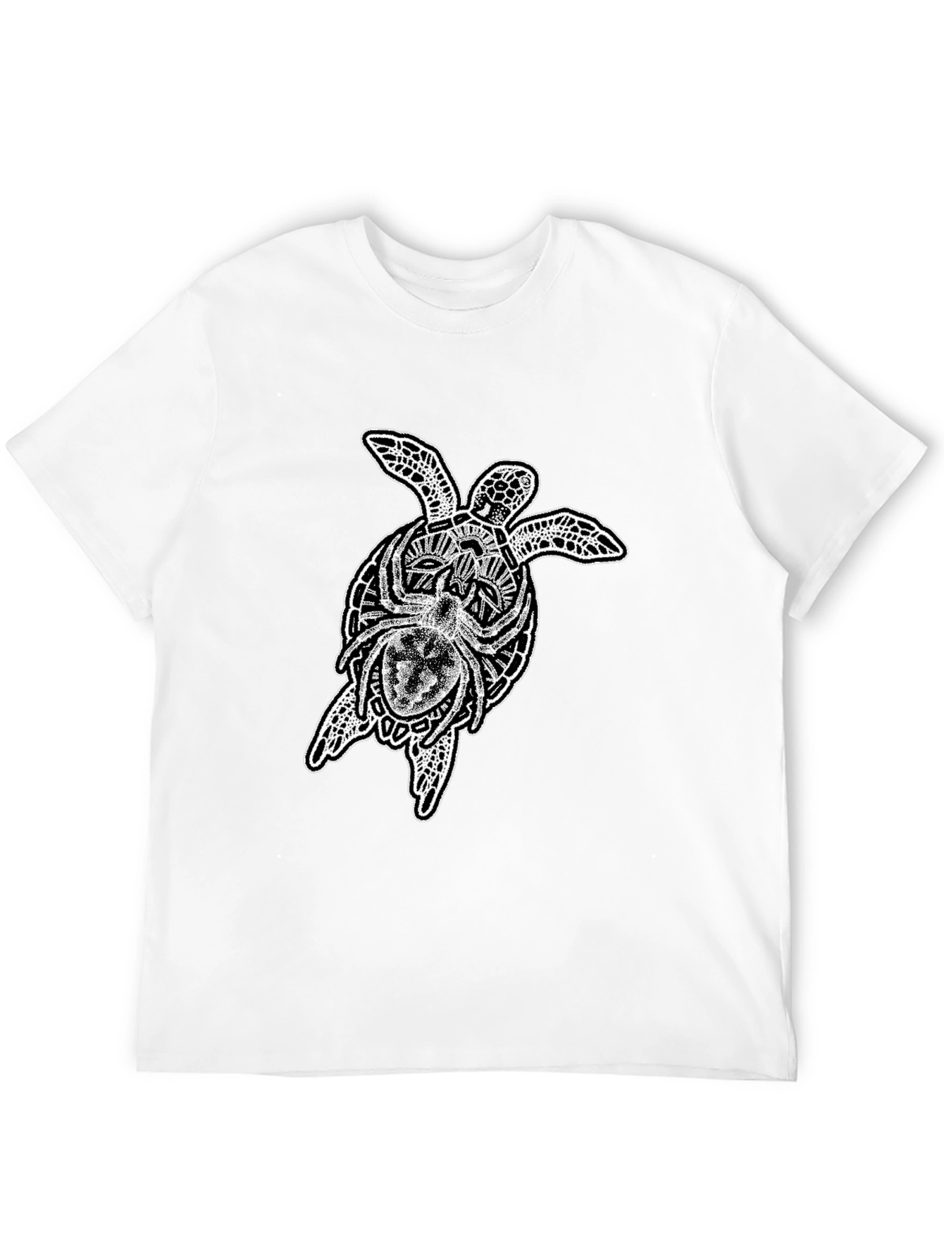 Camiseta Negra Hombre: Tortuga Tribal y Araña