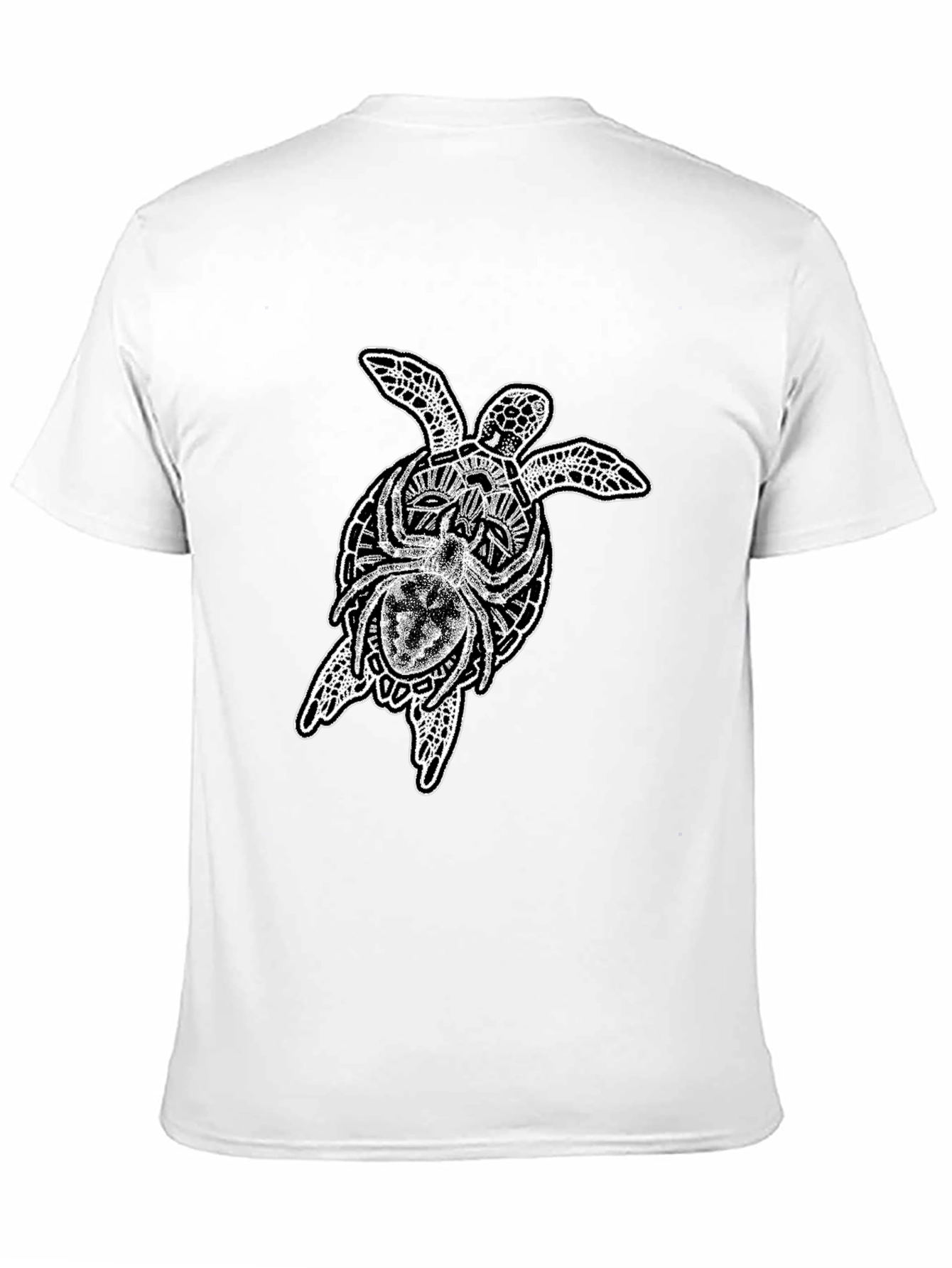 Camiseta Negra Hombre: Tortuga Tribal y Araña