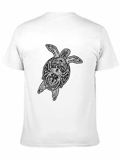 Camiseta Negra Hombre: Tortuga Tribal y Araña