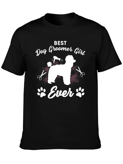 Camiseta Negra Best Dog Groomer Girl Ever