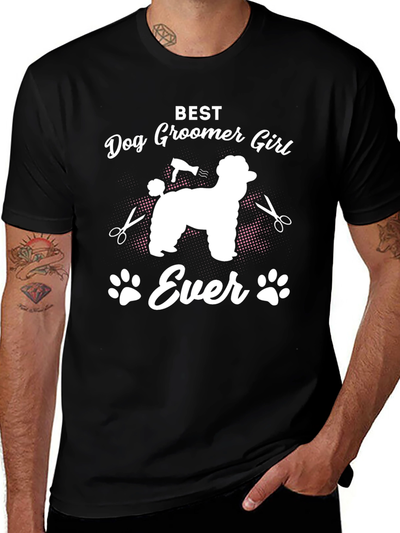 Camiseta Negra Best Dog Groomer Girl Ever