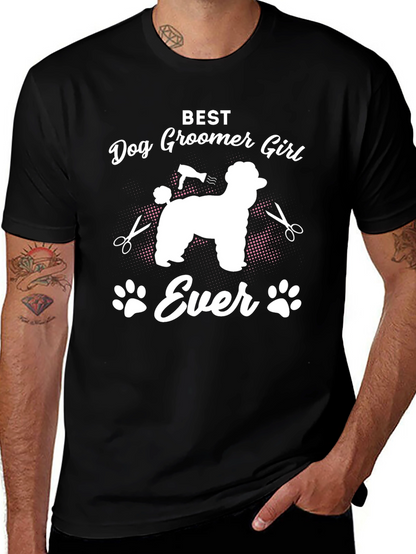 Camiseta Negra Best Dog Groomer Girl Ever