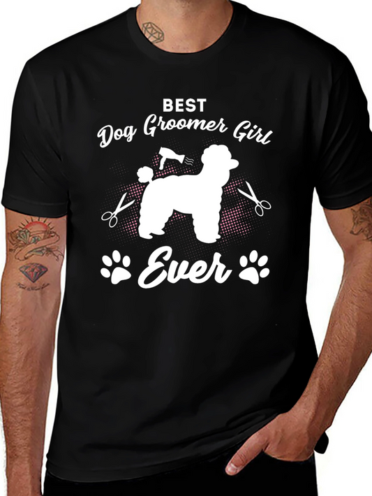 Camiseta Negra Best Dog Groomer Girl Ever