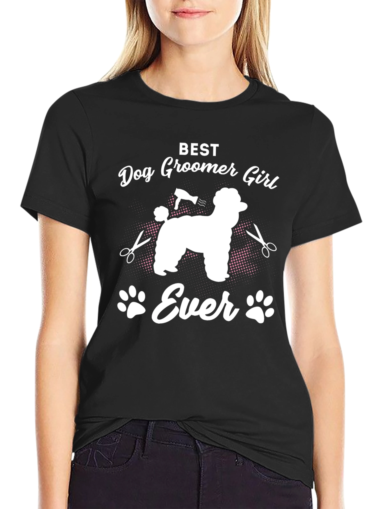 Camiseta Negra Best Dog Groomer Girl Ever