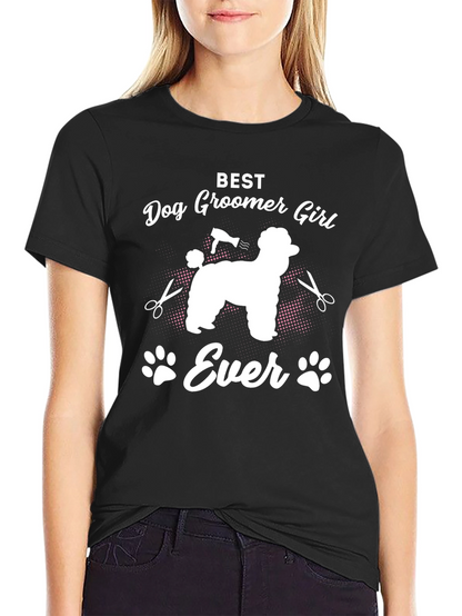 Camiseta Negra Best Dog Groomer Girl Ever