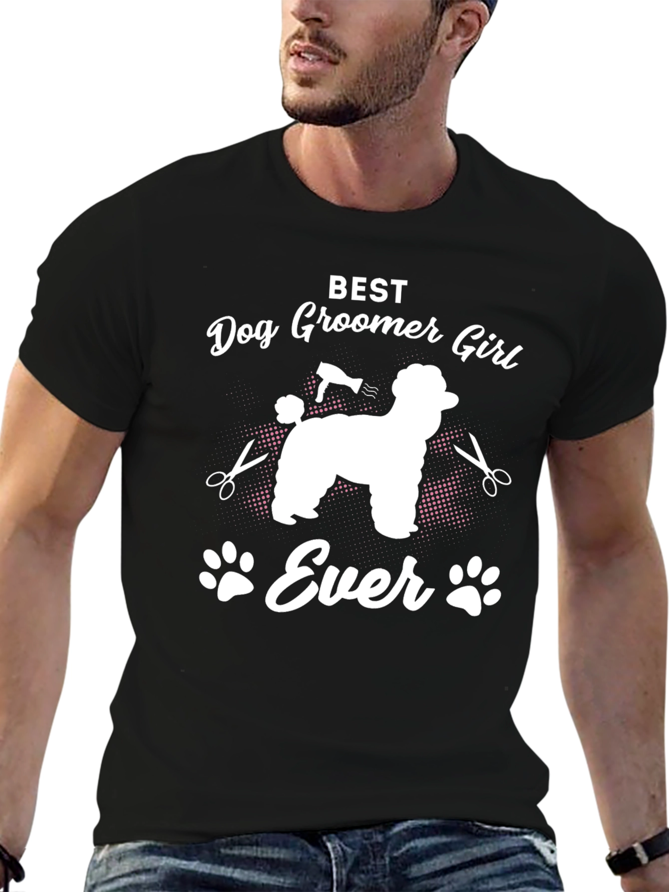 Camiseta Negra Best Dog Groomer Girl Ever
